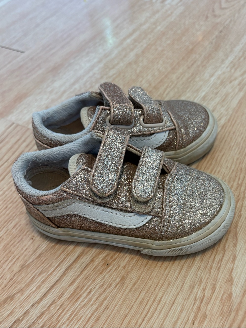 Vans Kids' Rose Gold Glitter Low-Top Sneakers